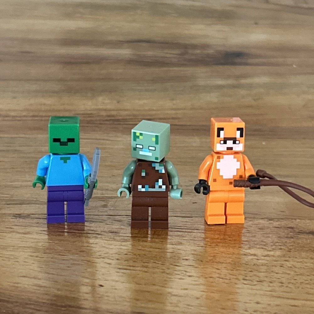 Minecraft LEGO Minifig Lot Drowned Zombie Fox Zombie